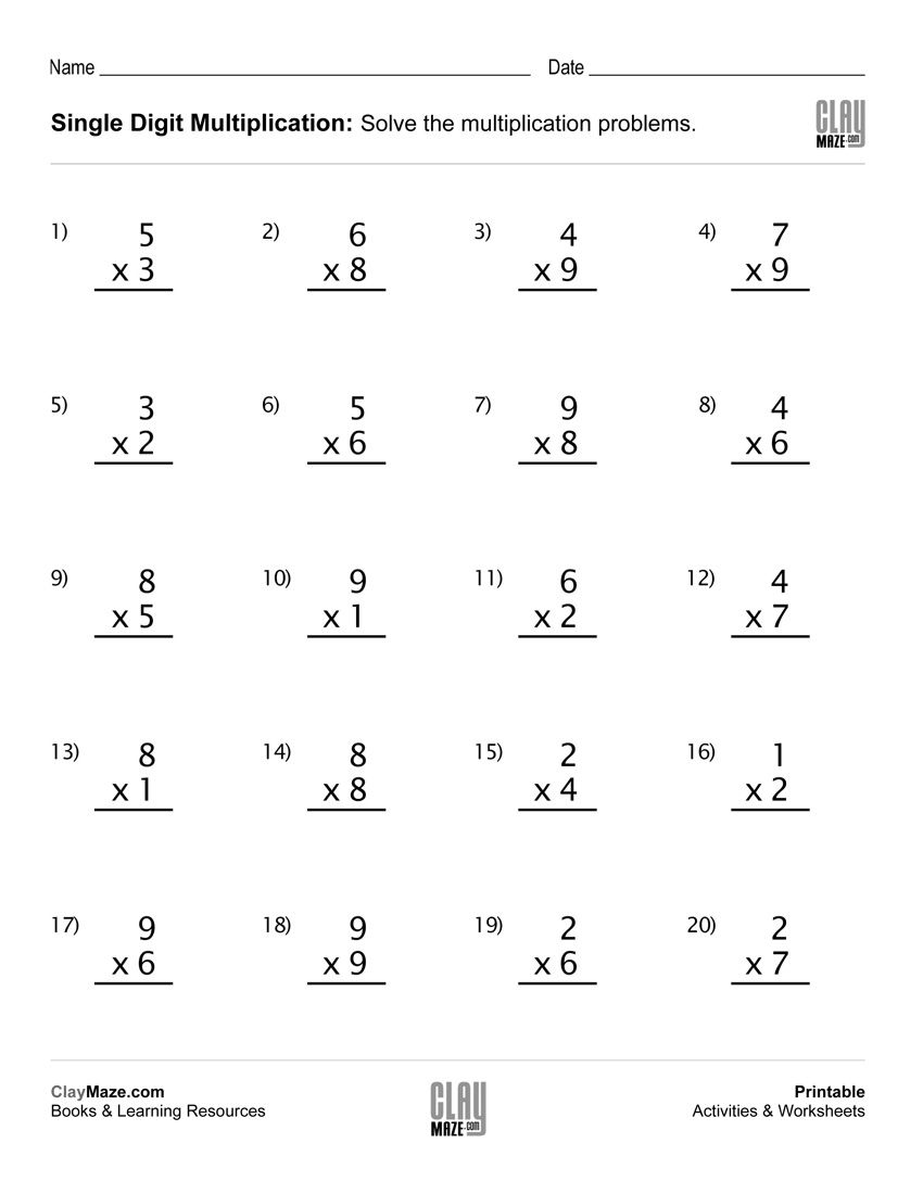 free printable 2 digit 1 digit multiplication worksheets