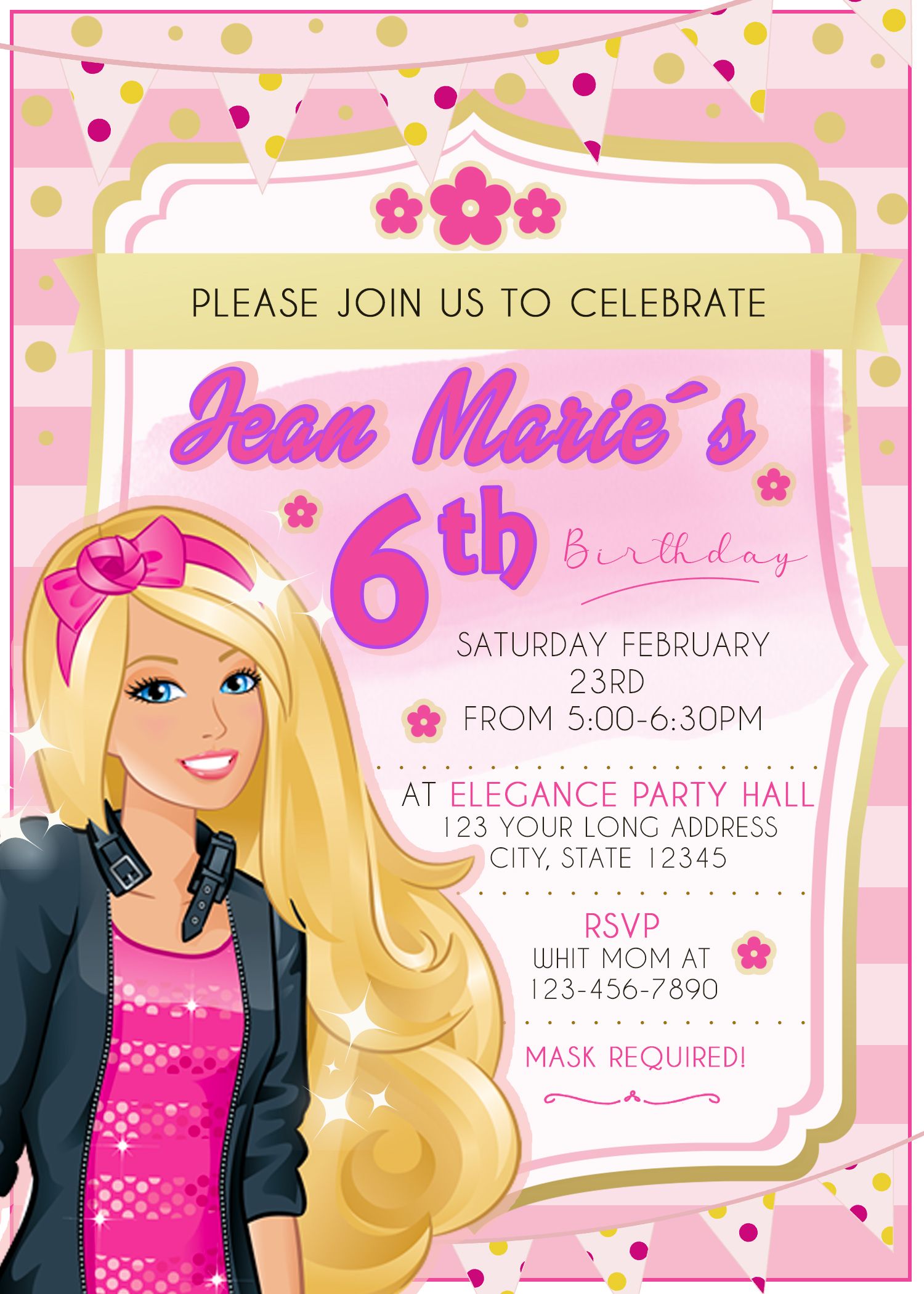 Barbie Birthday Invitation - oscarsitosroom | Cumpleaños de barbie ...