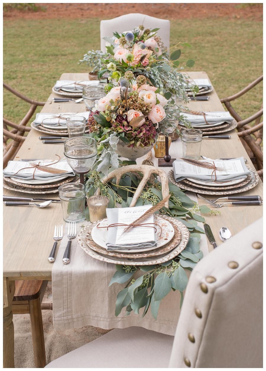 Rustic Wedding Reception Inspiration With Farm Table Pheasant