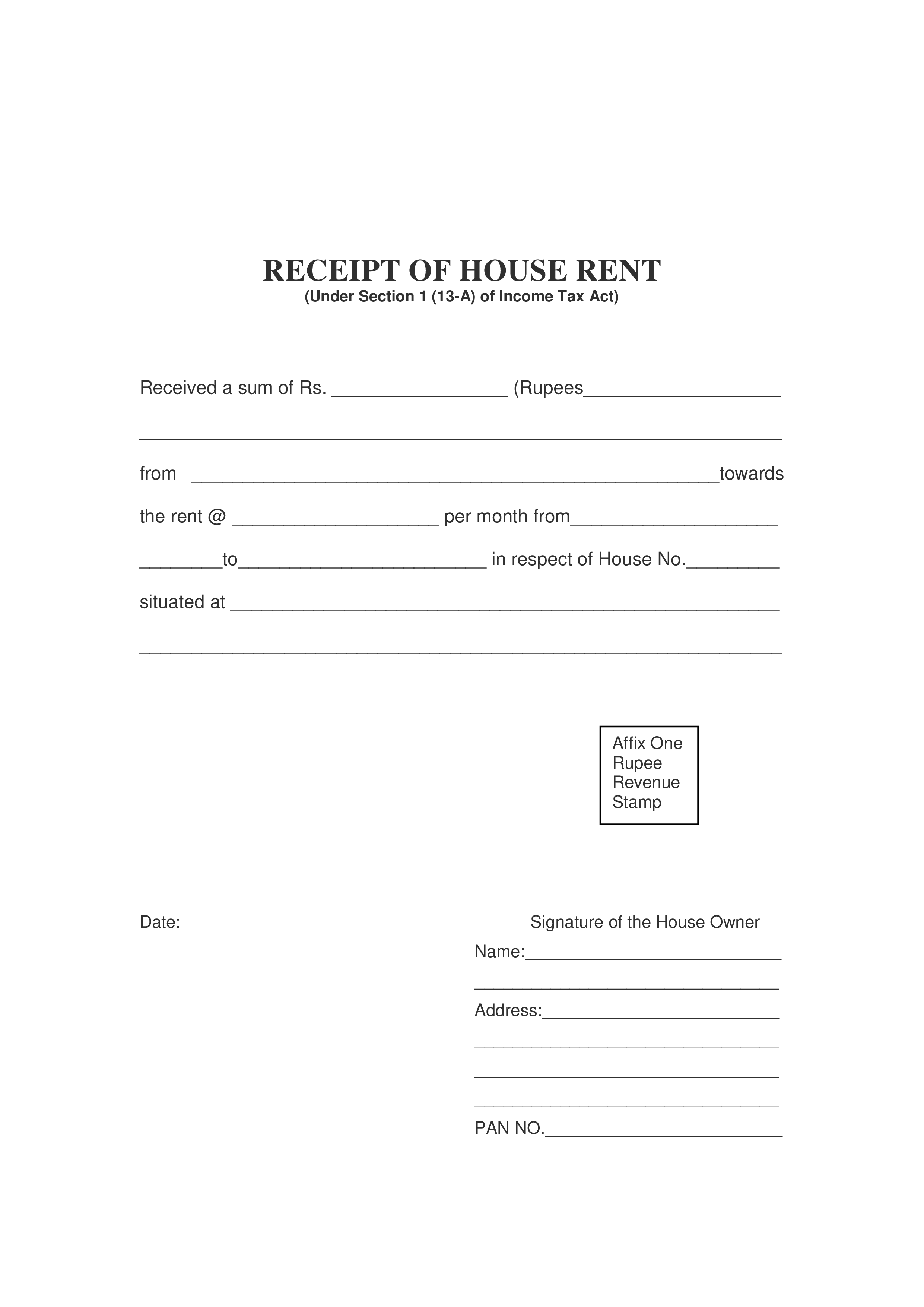 Printable House Rent Receipt - How to create a House Rent Receipt ...