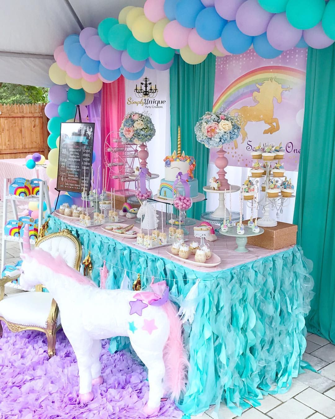 Unicorn Themed Birthday Party, Unicorn Birthday Parties, First Birthday ...