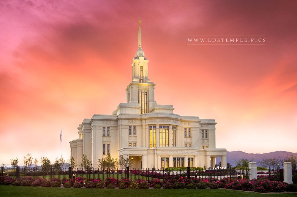 Payson Temple Glory In Stages - A stunning crimson sunset at the Payson ...