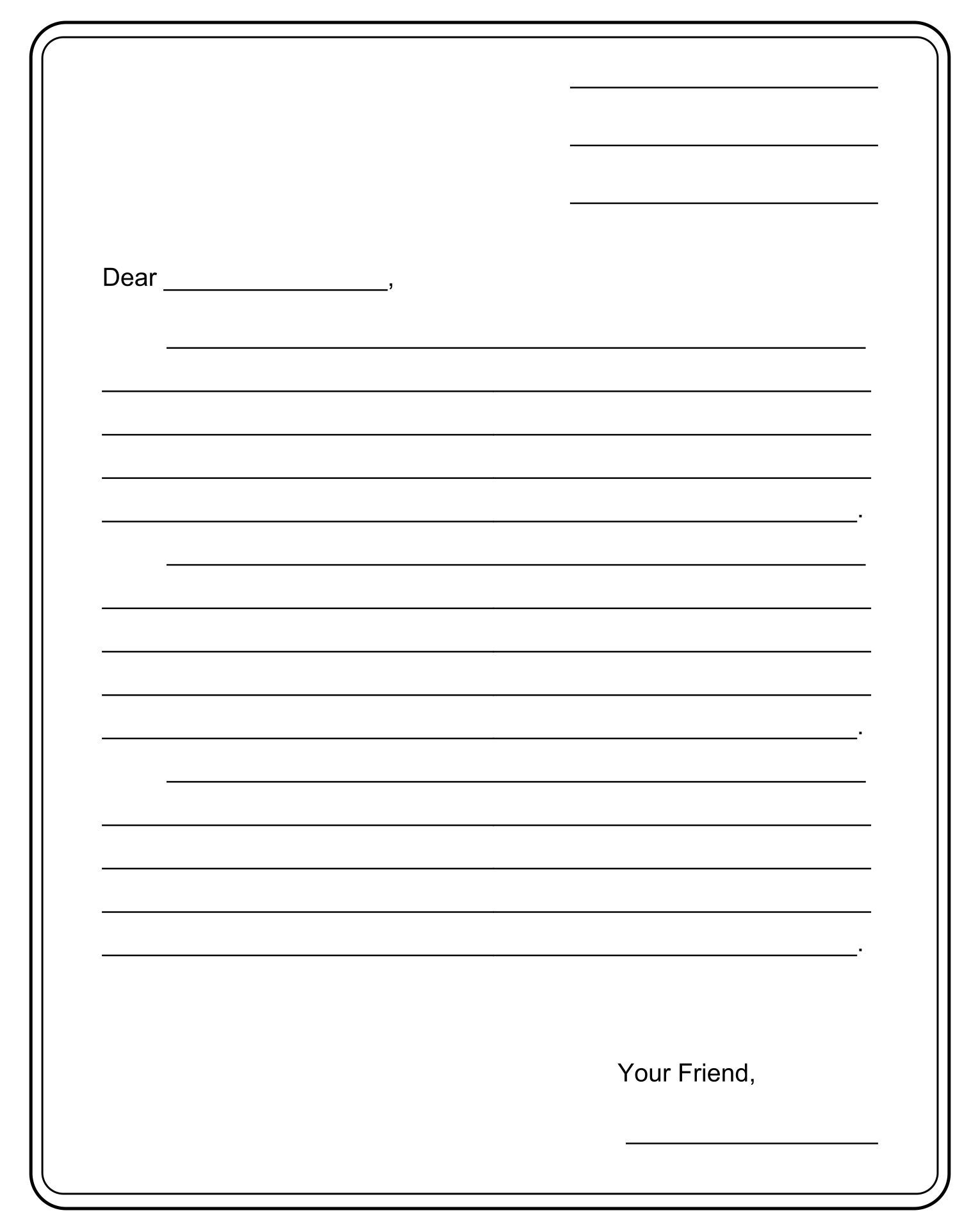 Printable Friendly Letter Template | Letter writing template, Friendly ...