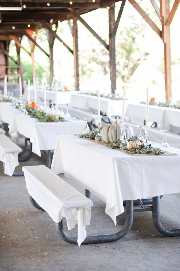 Enjoy A Beautiful Outdoor Picnic Table Wedding - jenniemarieweddings