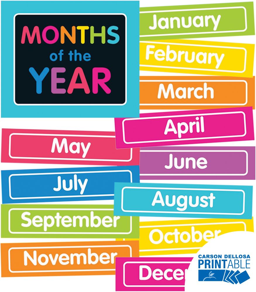 Just Teach NEON Month Printable Chart Set Grade PK-2 in 2021 | Months ...