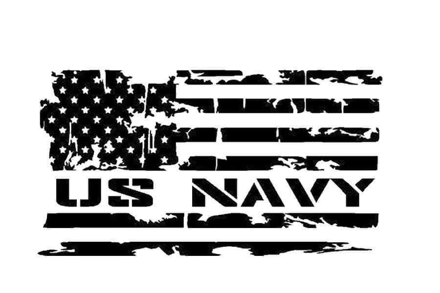 an american flag with the words us navy in black and white on a white ...