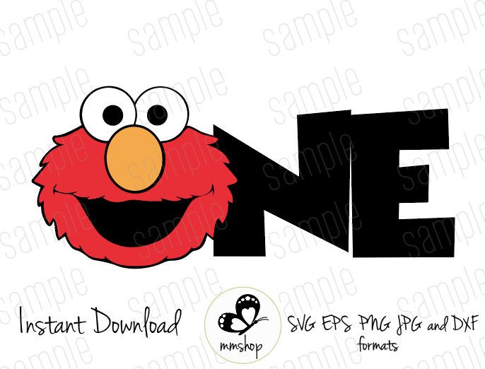 One - Elmo - Sesame Street - Cuttable Design Files (Svg, Eps, Dxf, Png ...