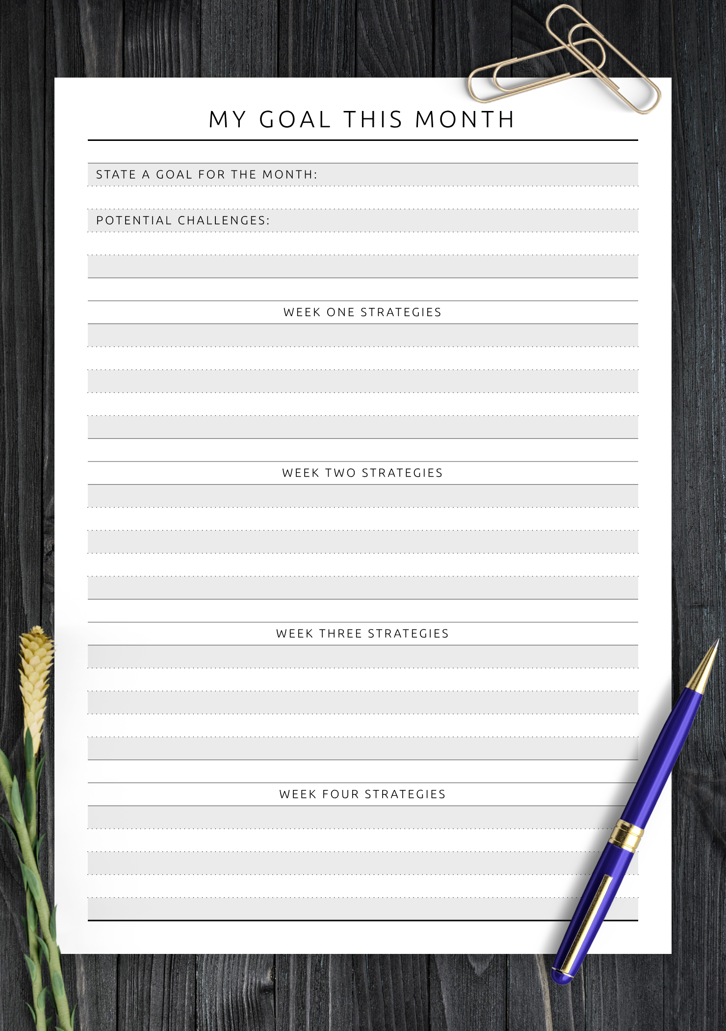 Business Goal Planning Template