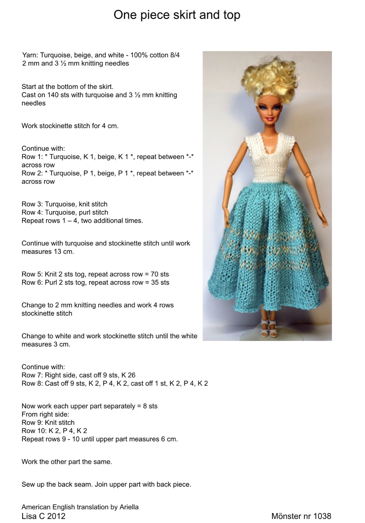 Pin by Johan Riekert on Barbie knitting patterns | Barbie dress pattern ...