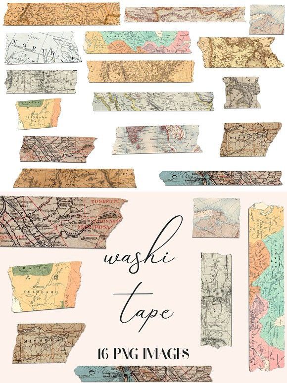 washi tape clipart old maps scrapbook stickers