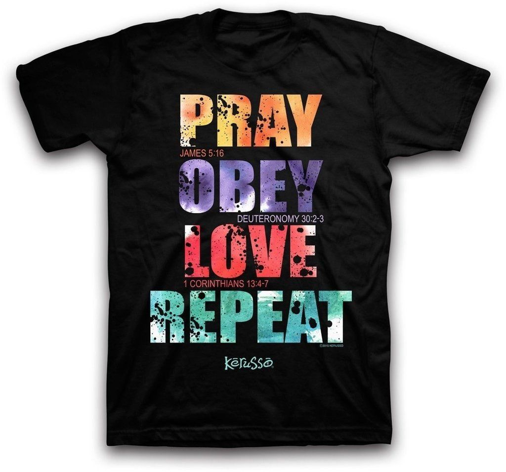 Pray Obey Love Repeat Christian T-Shirt Christian Tee Shirts, Christian ...