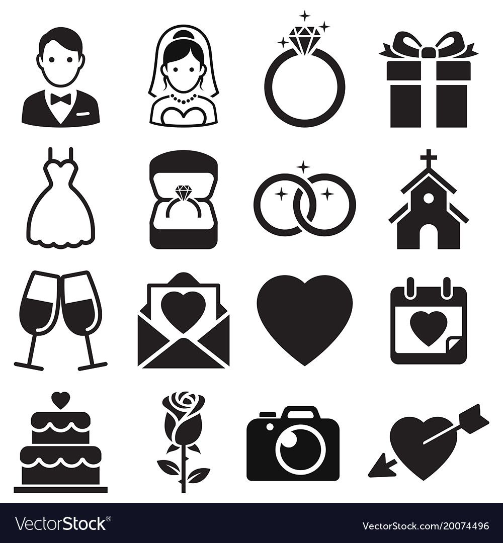 Wedding icons vector image on VectorStock | Wedding icon, Wedding ...