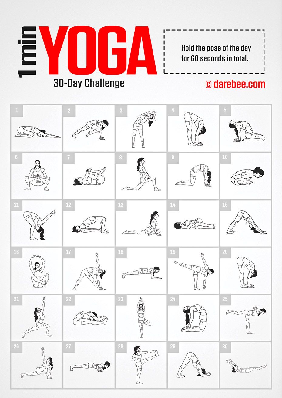 30Day Yoga Challenge by DAREBEE 30 day yoga, 30 day yoga challenge