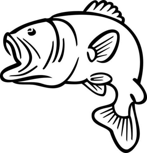 Bass Fish Outline Coloring Pages | Best Place to Color | Fish outline ...