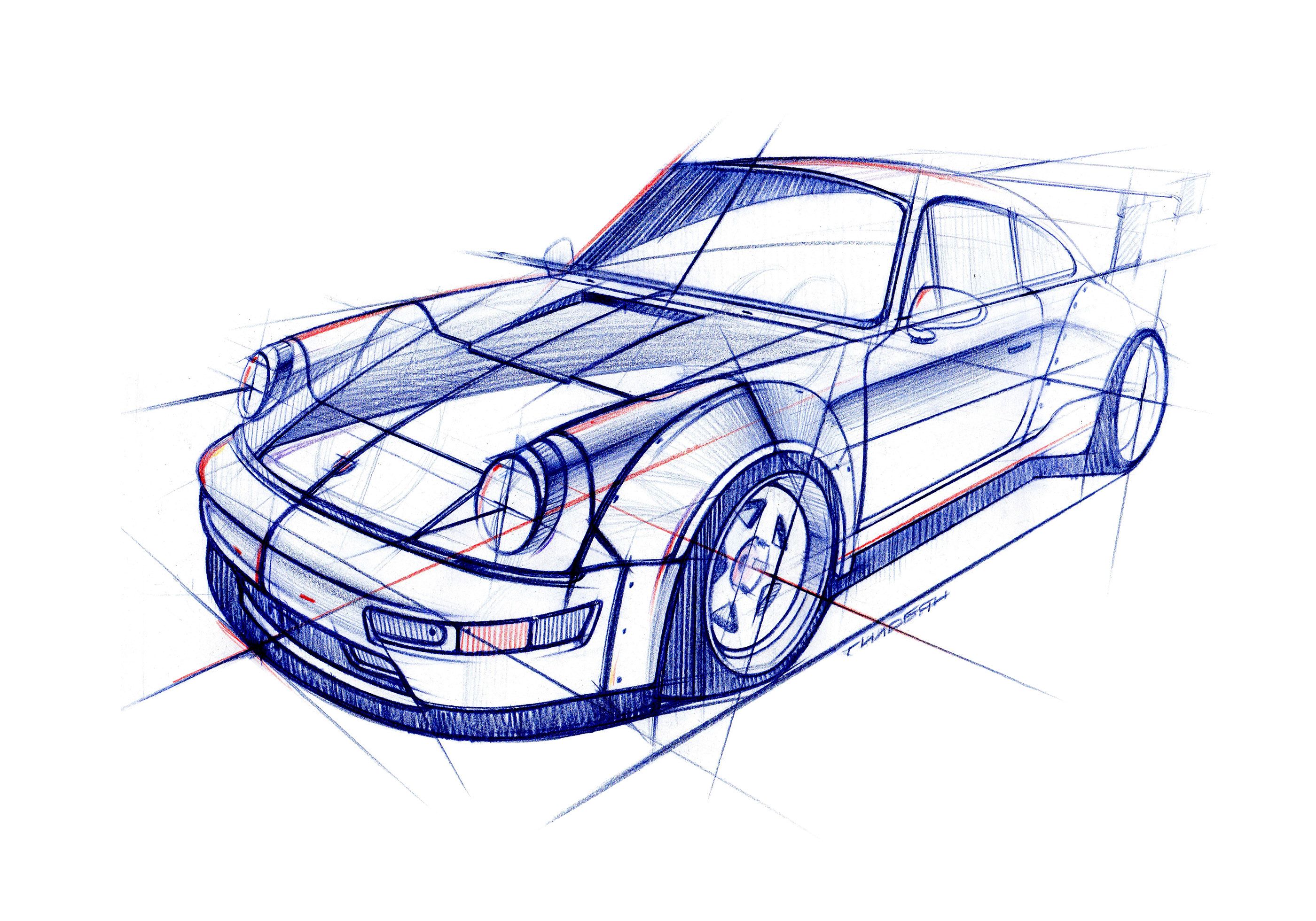 Porsche Outline Drawing