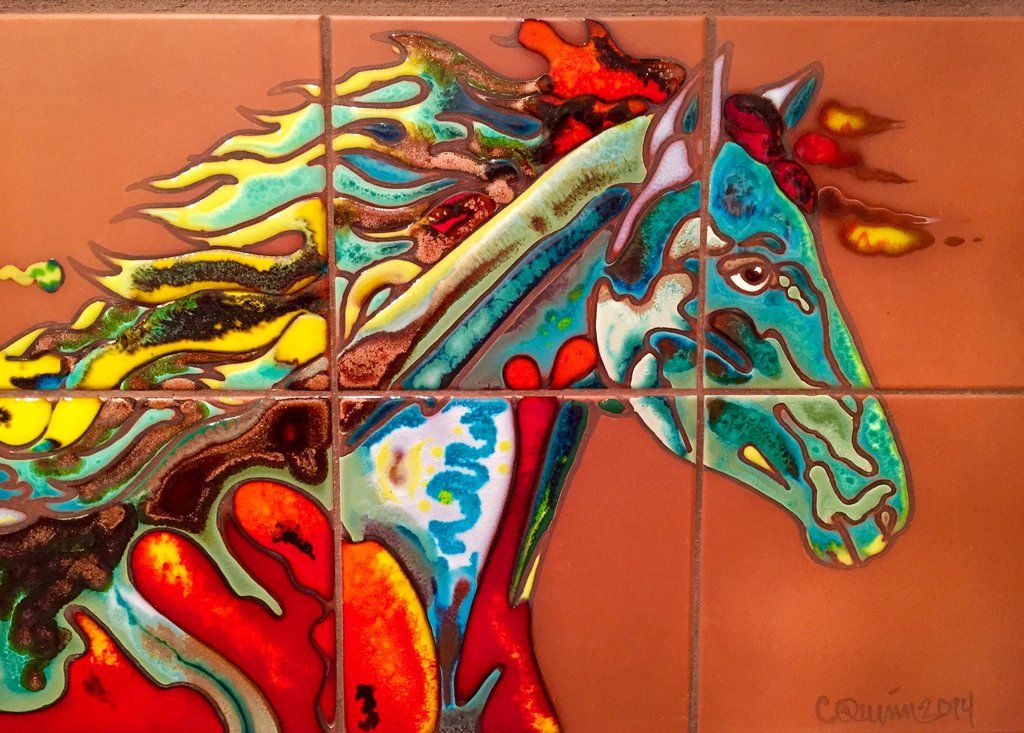 Fire Horse #1 Fine Art Mural Fire Horse, Quarry Tiles, Hand Painted ...