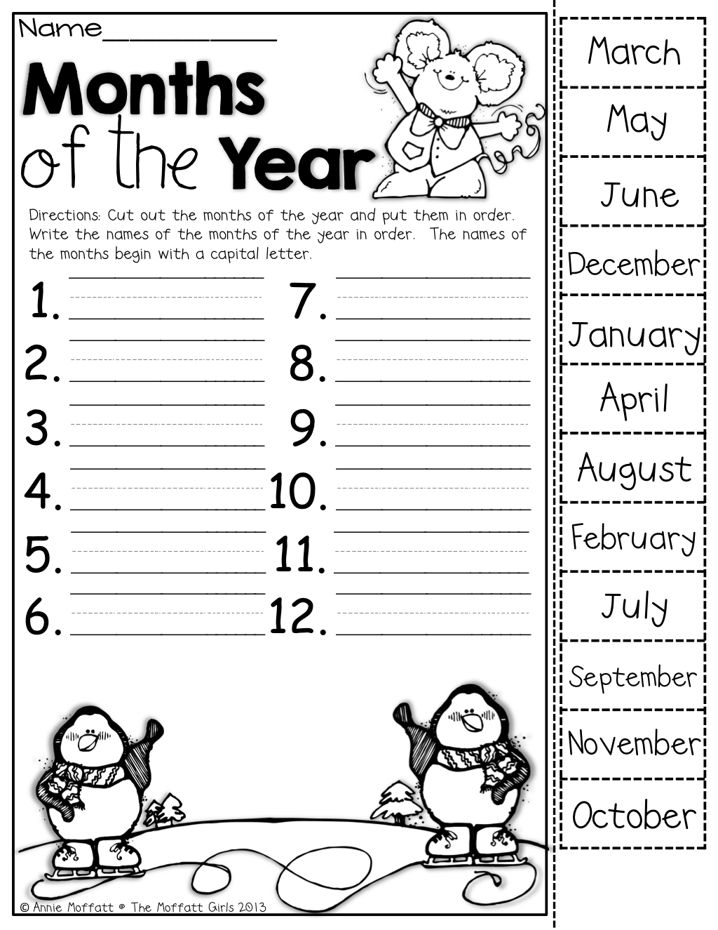 Kindergarten Months Of The Year Worksheets