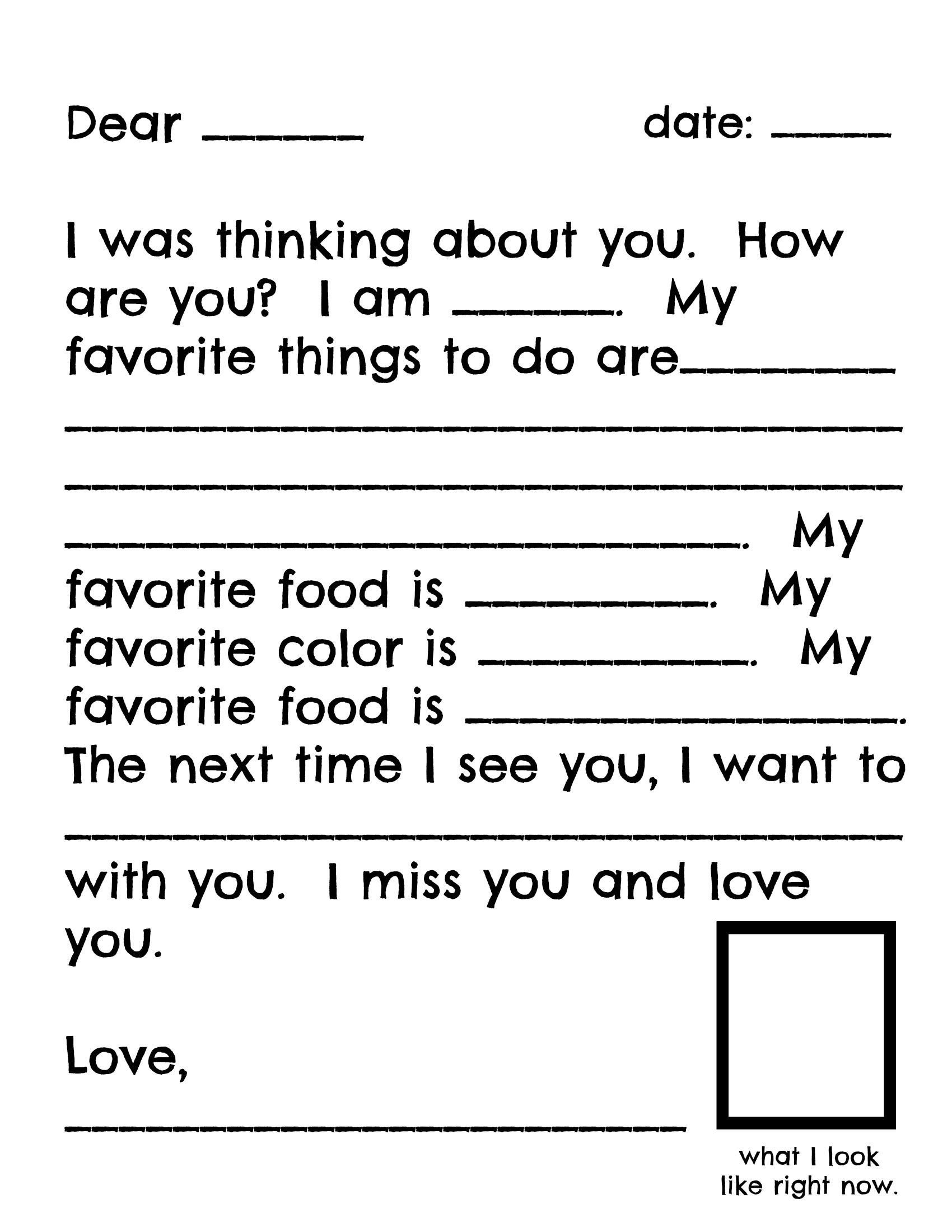 Letter Writing Template For Kids