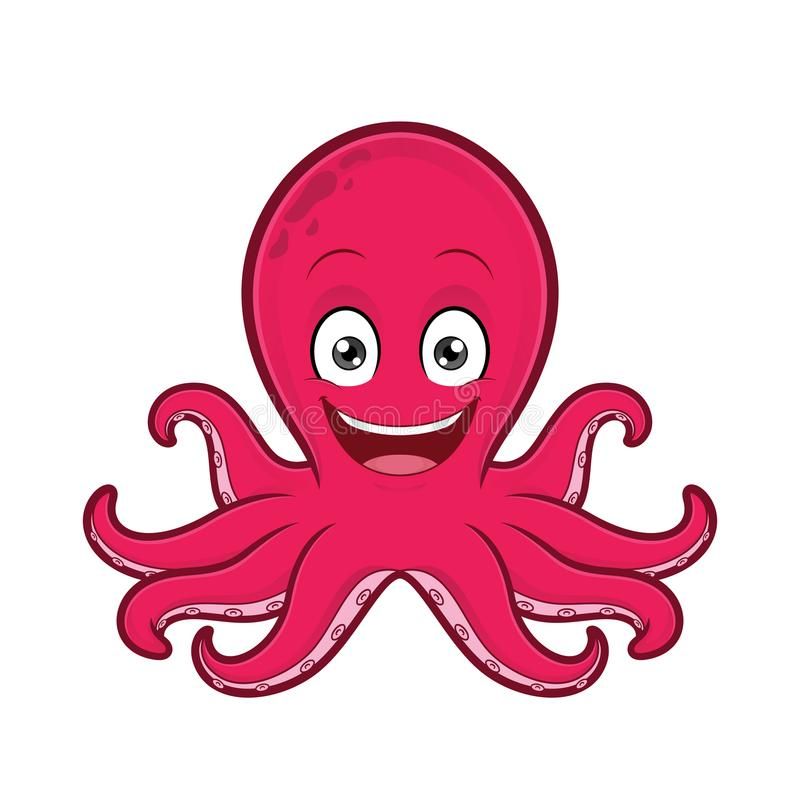 Smiling octopus. Clipart picture of a smiling octopus cartoon character ...