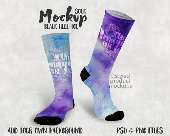 Download Pair of socks with black heel and toe mockup template| Add ...