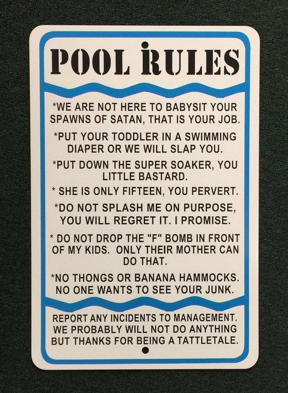 Pool Rules Funny 12 inches wide by 18 inches tall Metal Sign. Pool ...