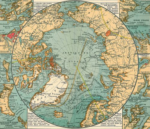 an old map shows the arctic region