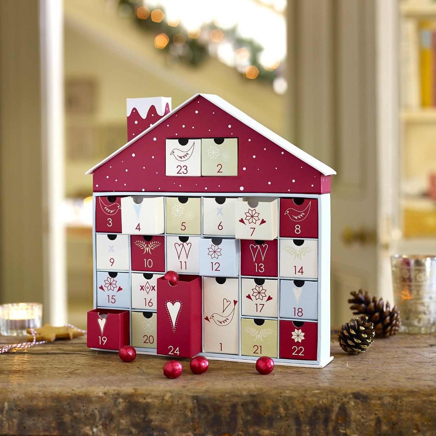 Reusable Christmas Advent Calendar House with Chocolates in Drawers ...