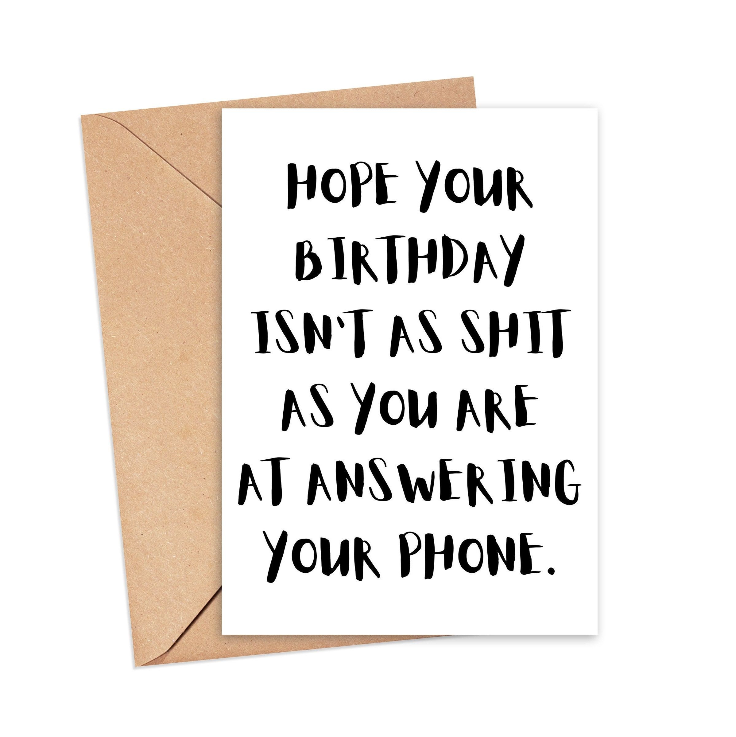 Funny Birthday Card, Answering Phone, Rude Birthday - Etsy UK | Funny ...