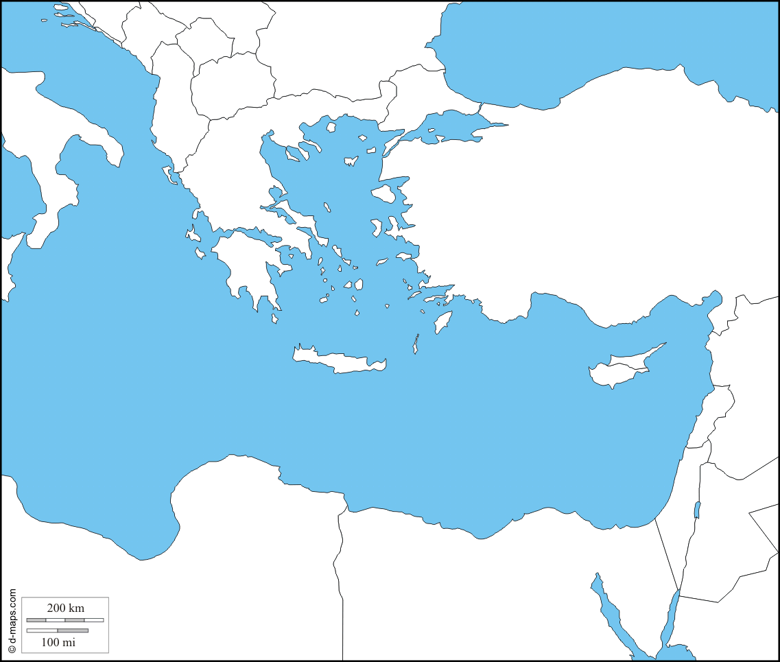 Eastern Mediterranean Sea : free map, free blank map, free outline map ...