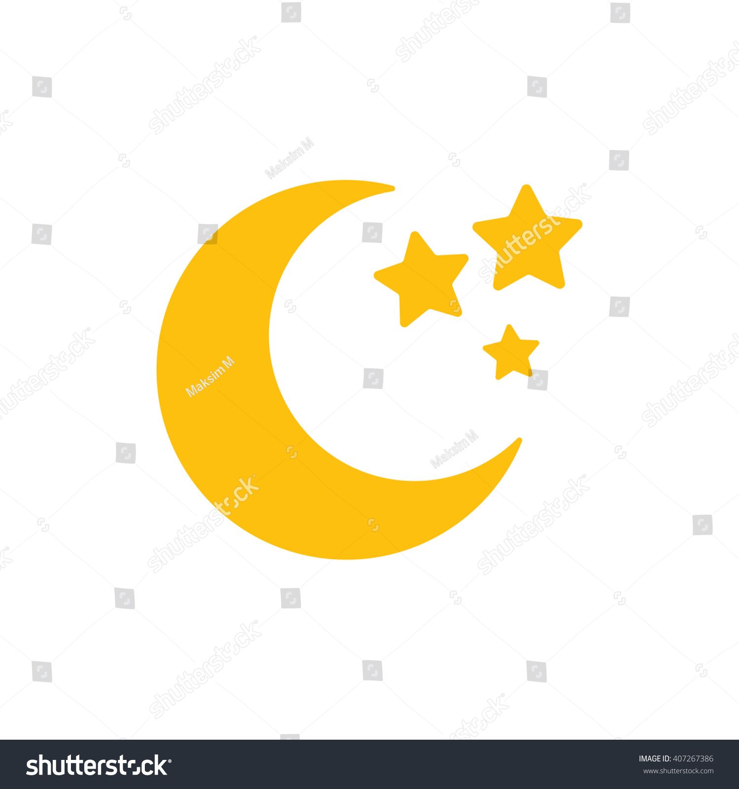 Moon and stars closeup. Abstract moon. Yellow moon and stars isolated ...