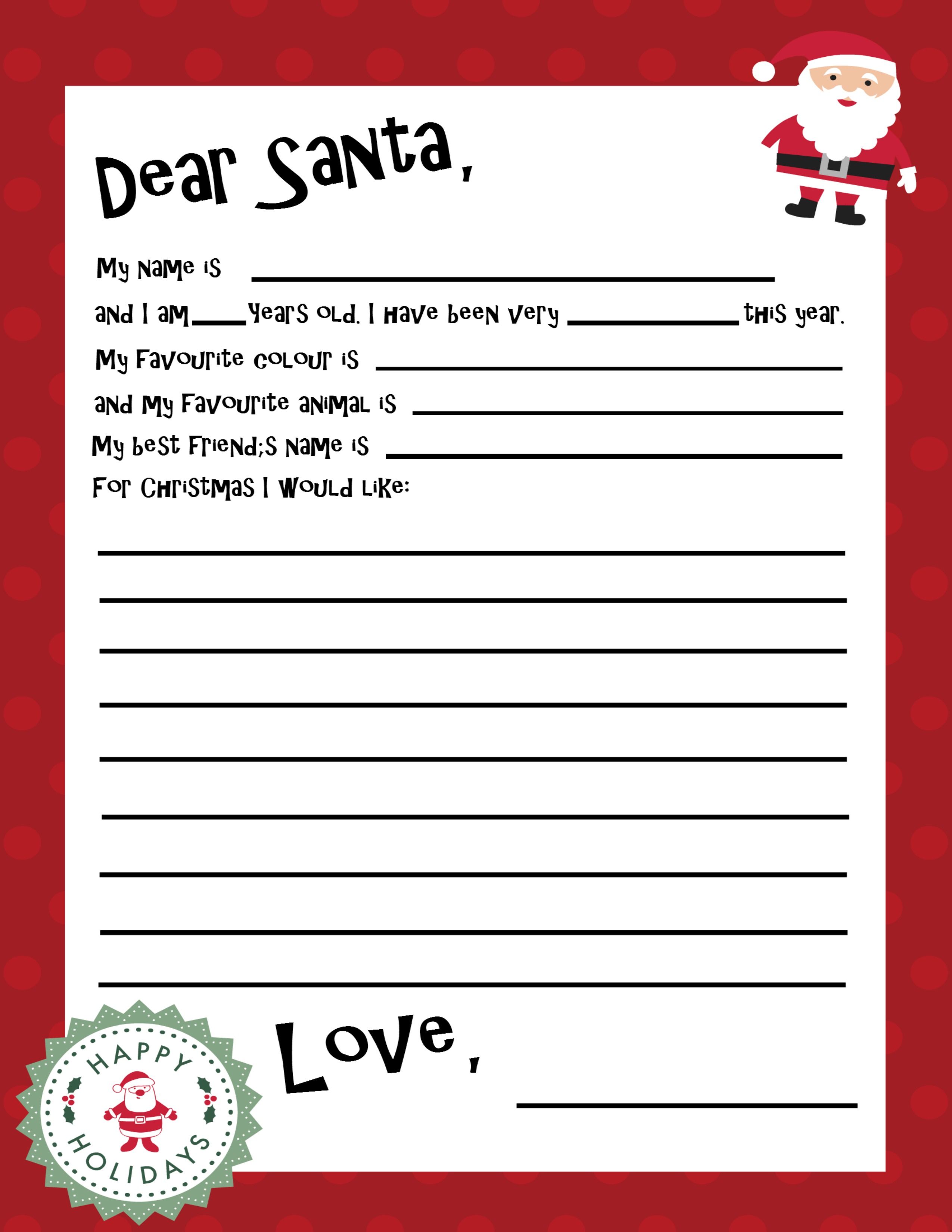 Dear Santa Letter Samples