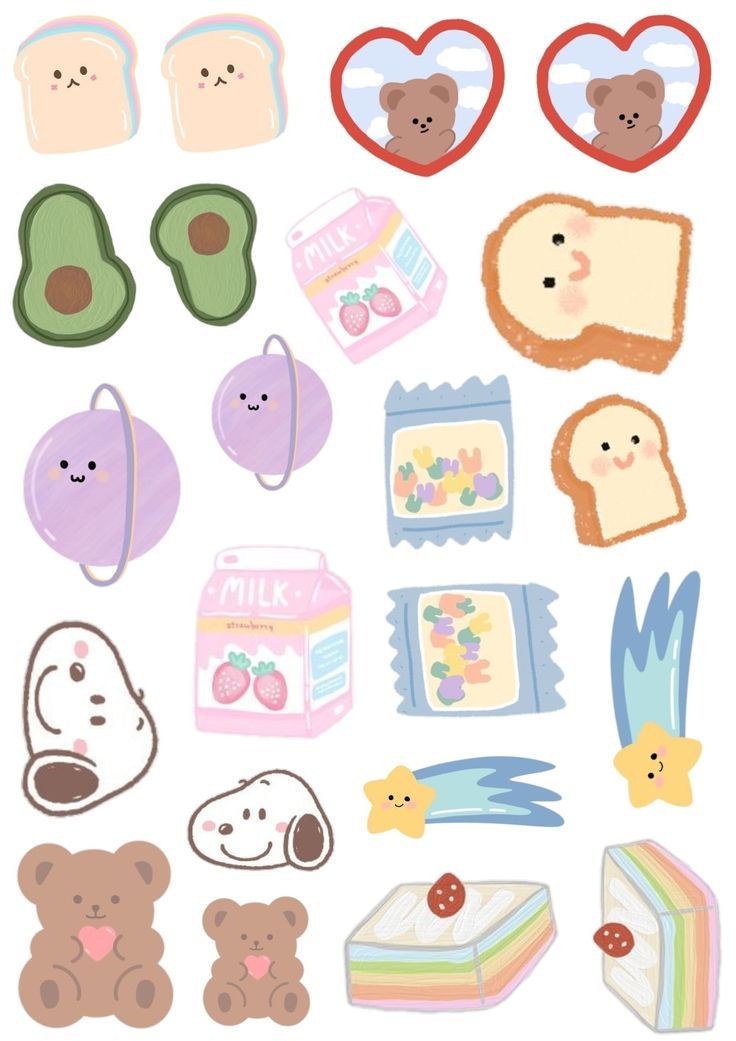 Aesthetic sticker pack template Korean printable | Aesthetic stickers ...