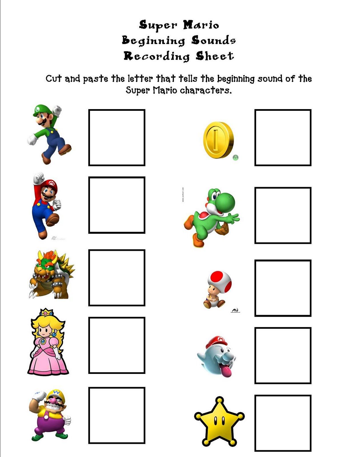 Free Printable Super Mario Activity Sheets