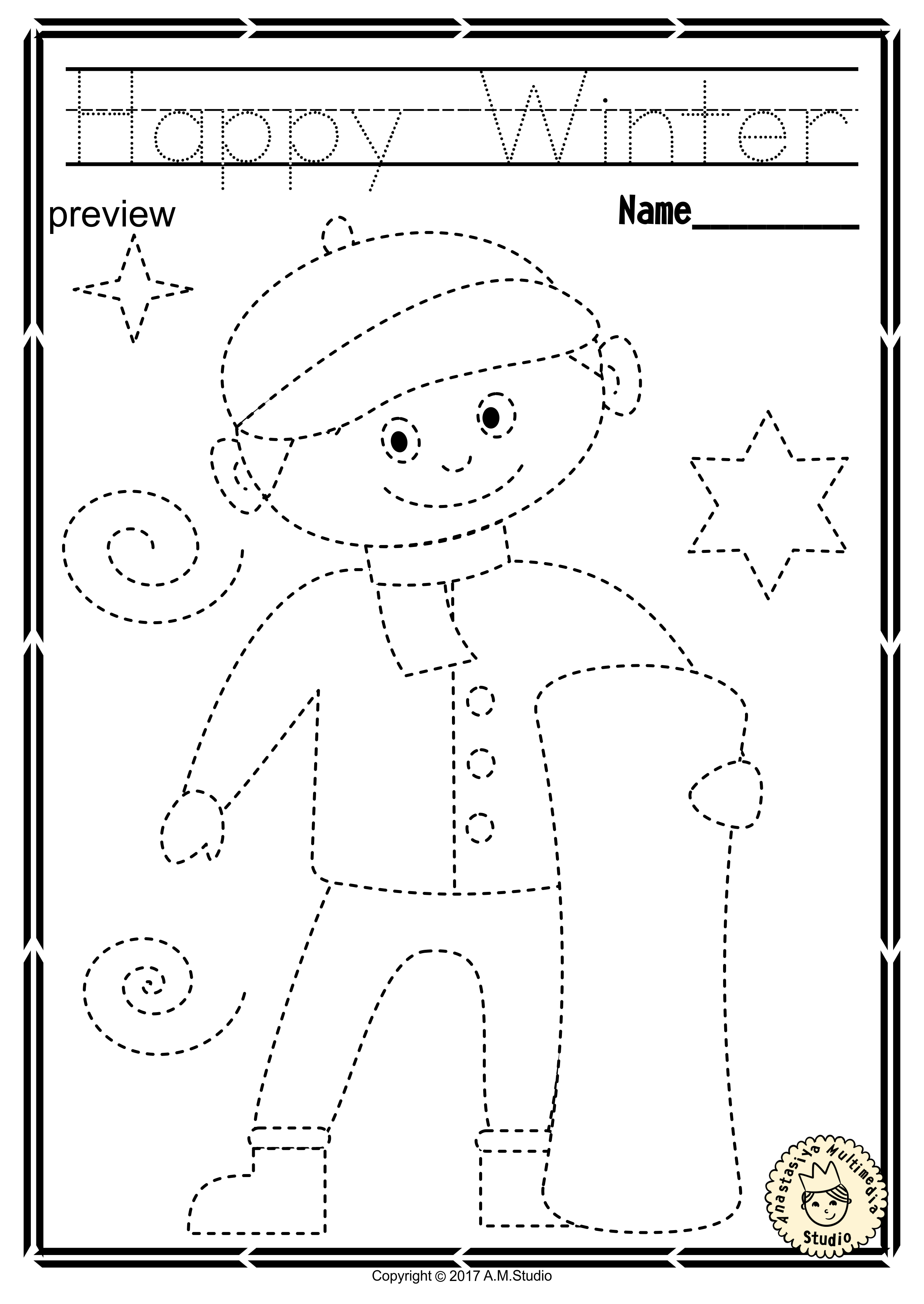 Winter Trace and Color Pages {Fine Motor Skills + Pre-writing ...