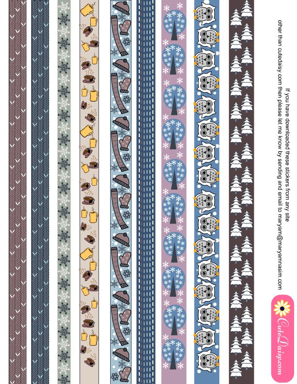 free printable winter washi tapes pegatinas imprimibles