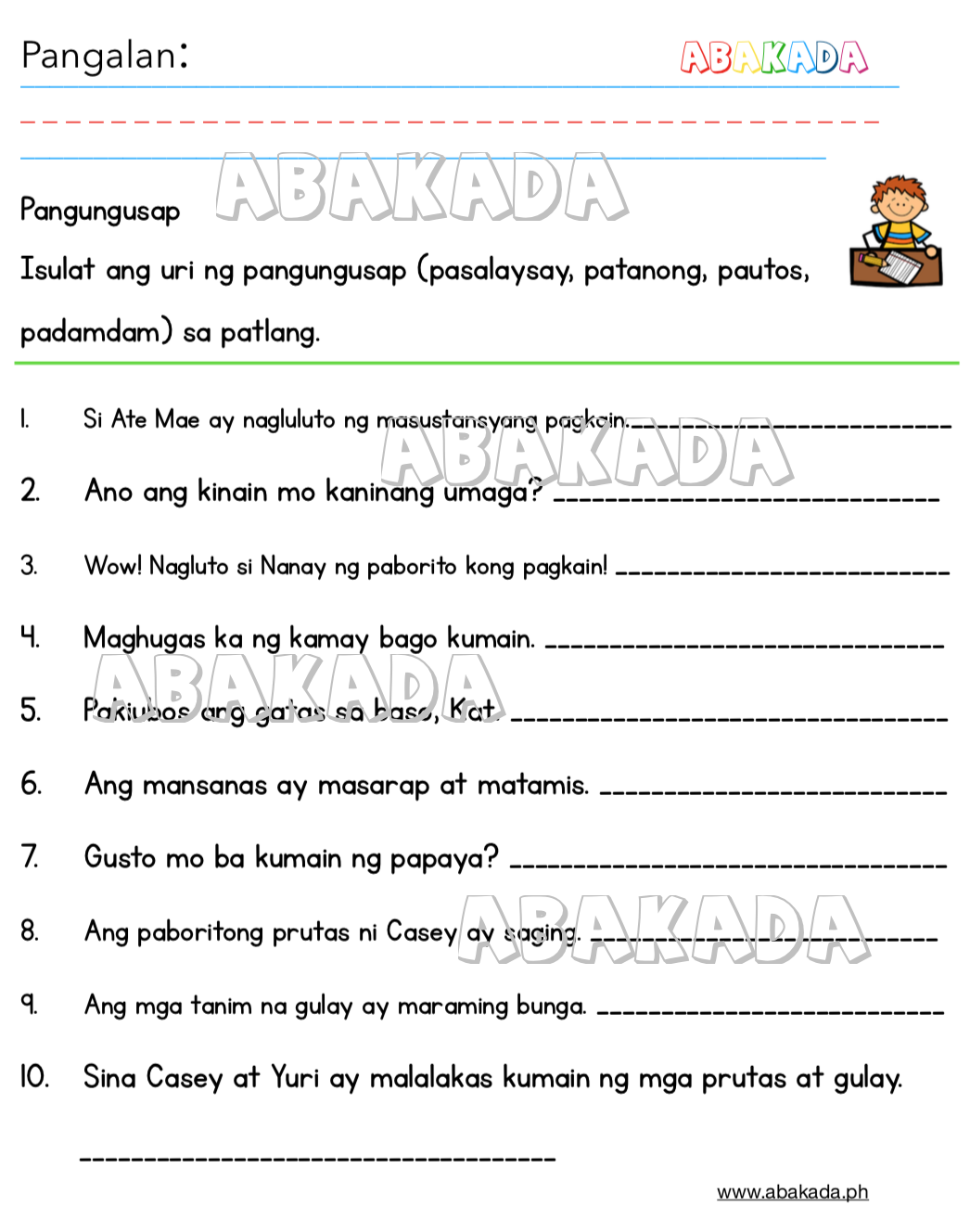 Gamit Ng Pangngalan Worksheet Grade 4