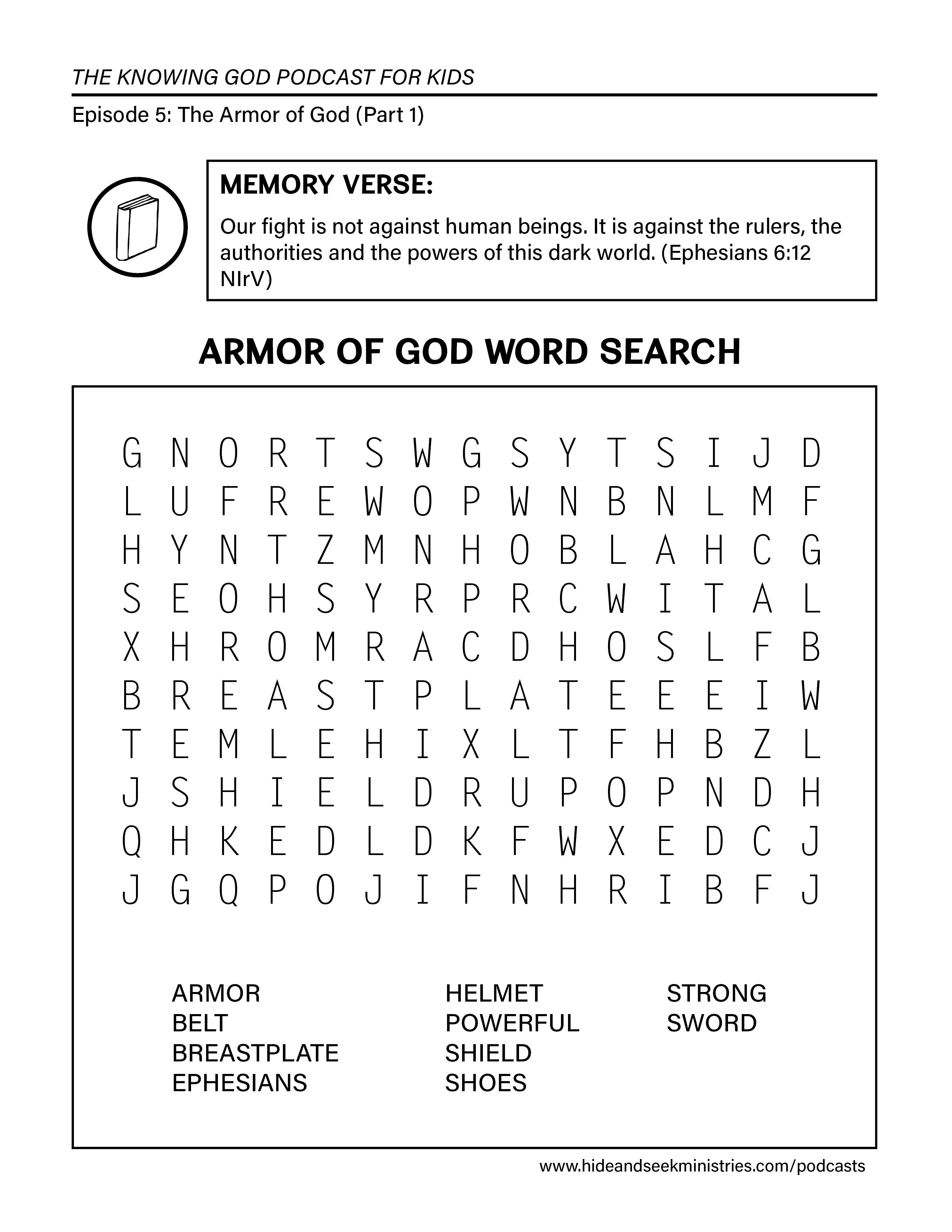 The Armor Of God Word Search Puzzle | Images and Photos finder