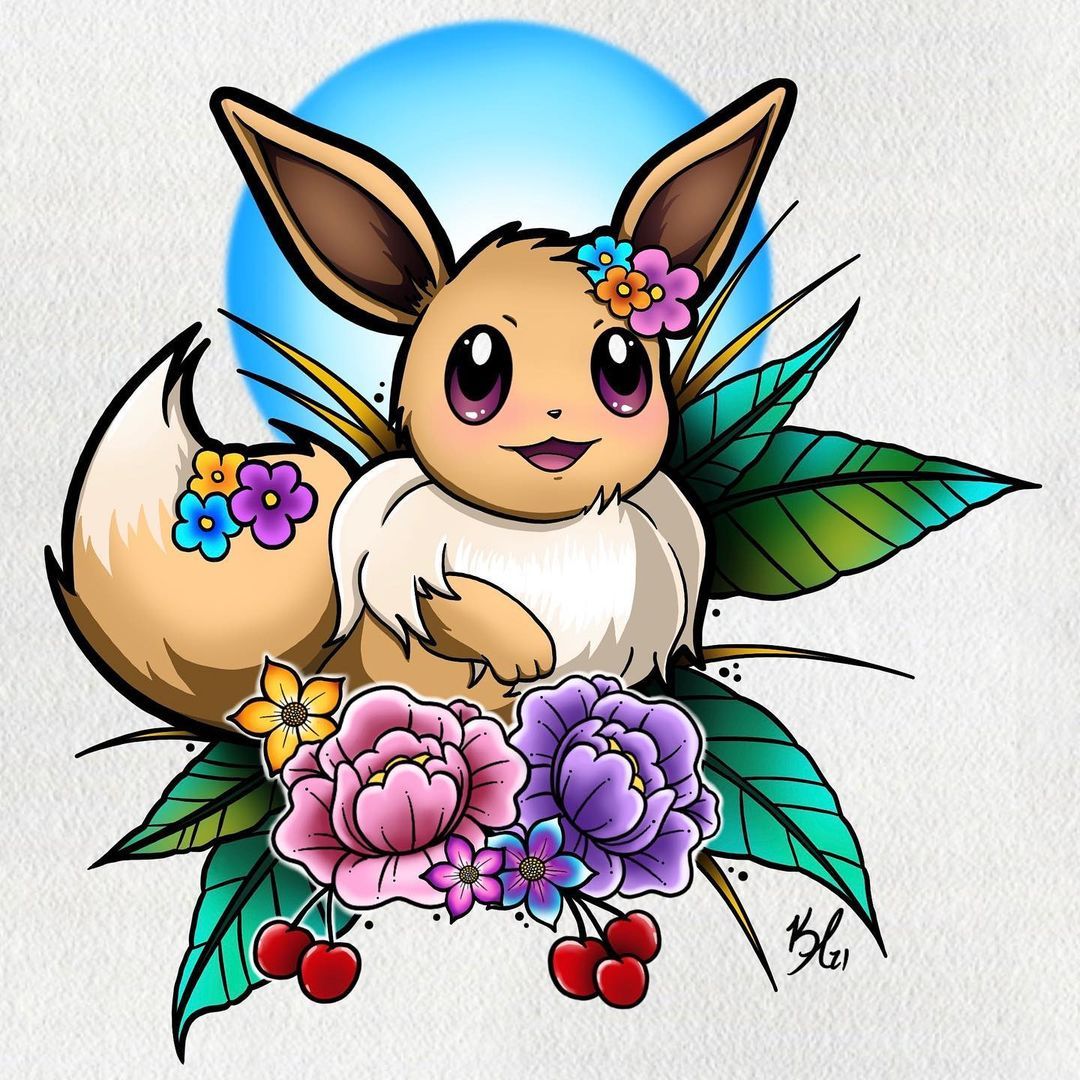 Pokemon Mew, Eevee, Anime Tattoos, New Tattoos, Pokemon Cross Stitch ... image.