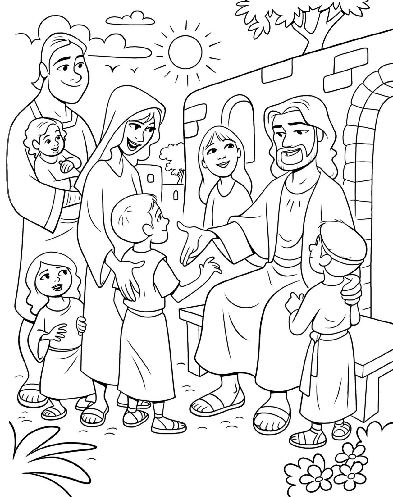 Children Sharing Coloring Pages Printable in 2020 | Lds coloring pages ...