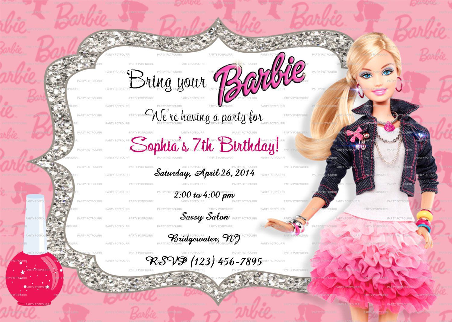 Barbie Invitations Free Printables - Printable Word Searches