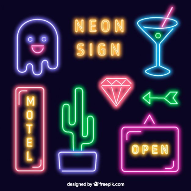 Colección de señales de neón brillantes | Vector Gratis | Neon signs ...