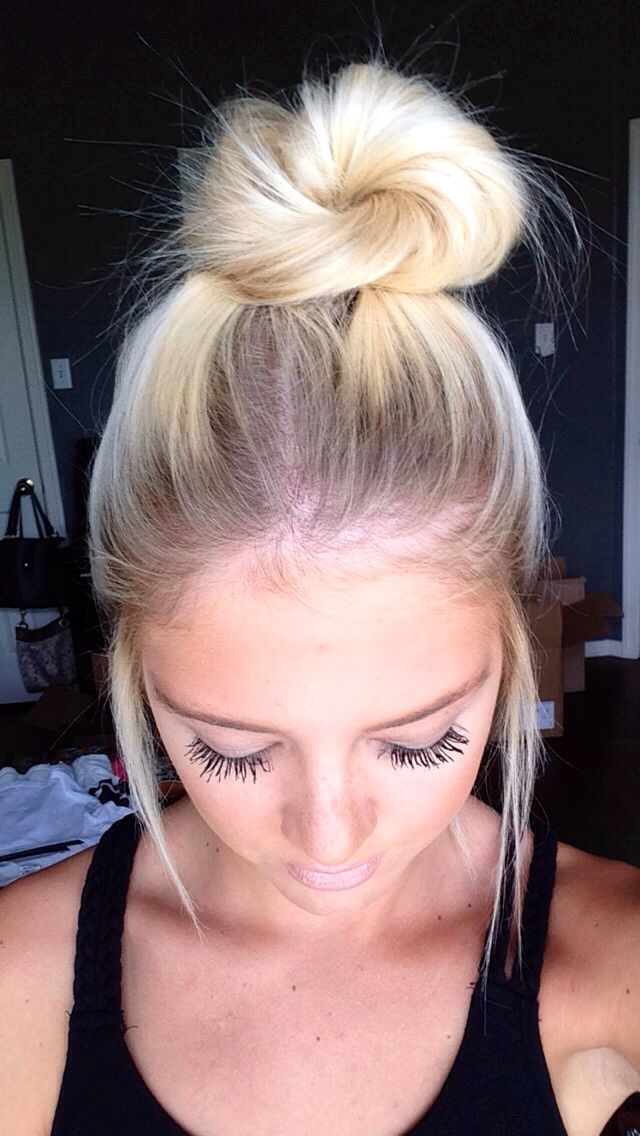 Messy top knot bun | Long hair styles, Hair beauty, Beautiful hair