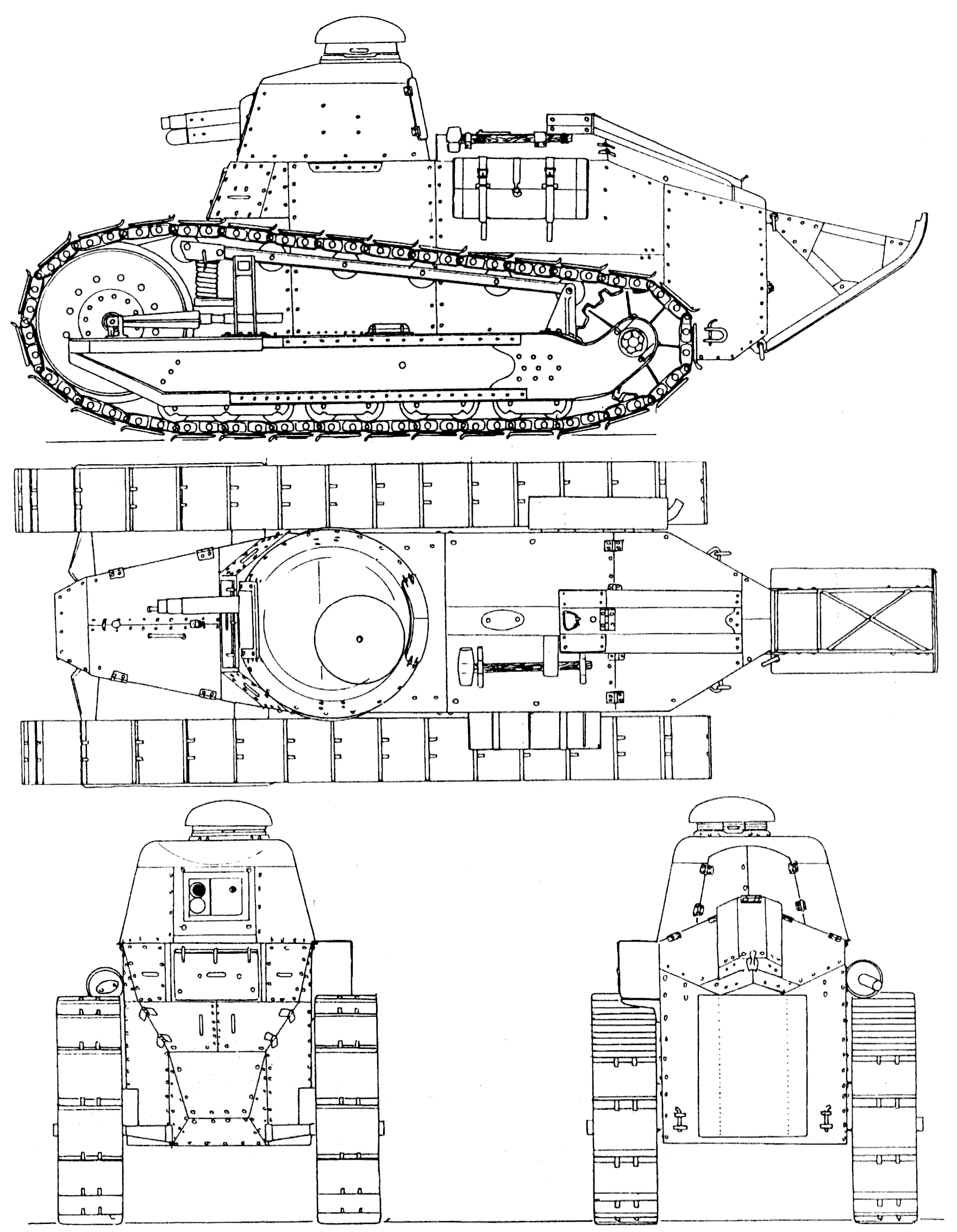 Renault FT blueprint | Blueprints, French tanks, Armored vehicles