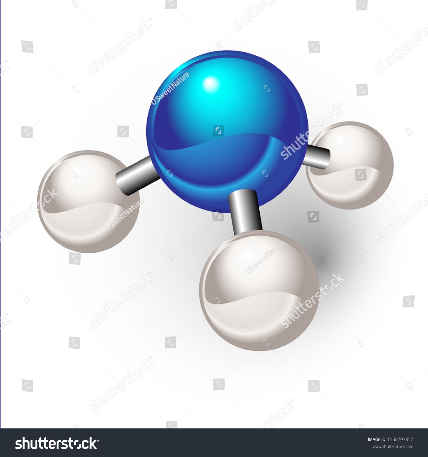 Chemical model of ammonia element NH3 molecule and molecular structure ...