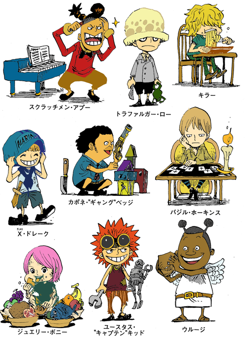 11 Supernova (excluding Luffy and Zoro) as children | One piece drawing ...