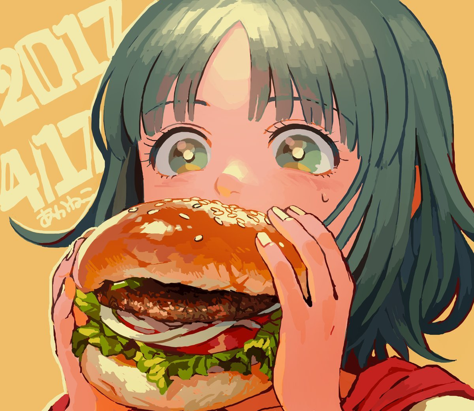 Share 74+ anime girl eating burger - in.cdgdbentre