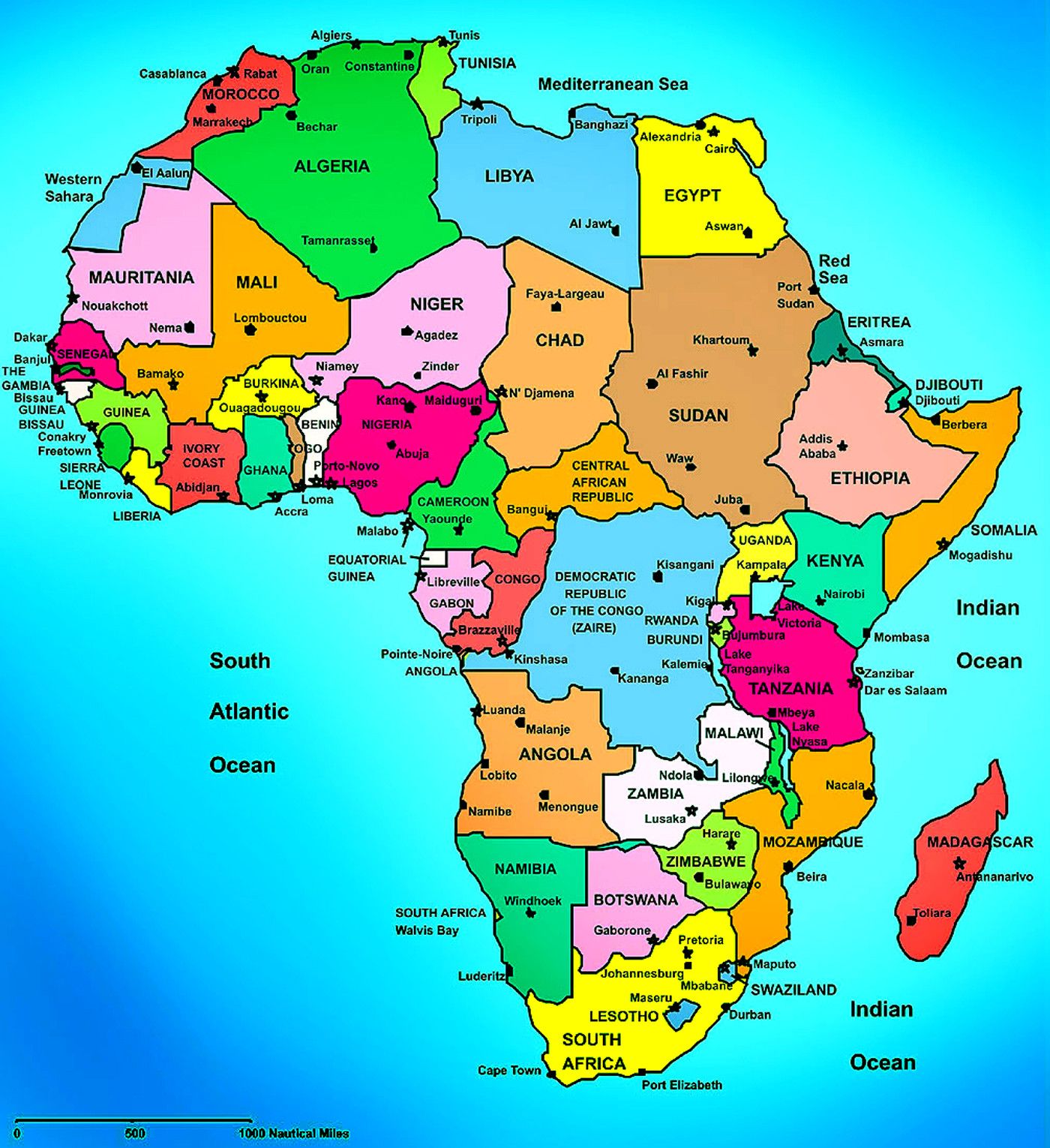 Countries And Capitals Of Africa Map - United States Map