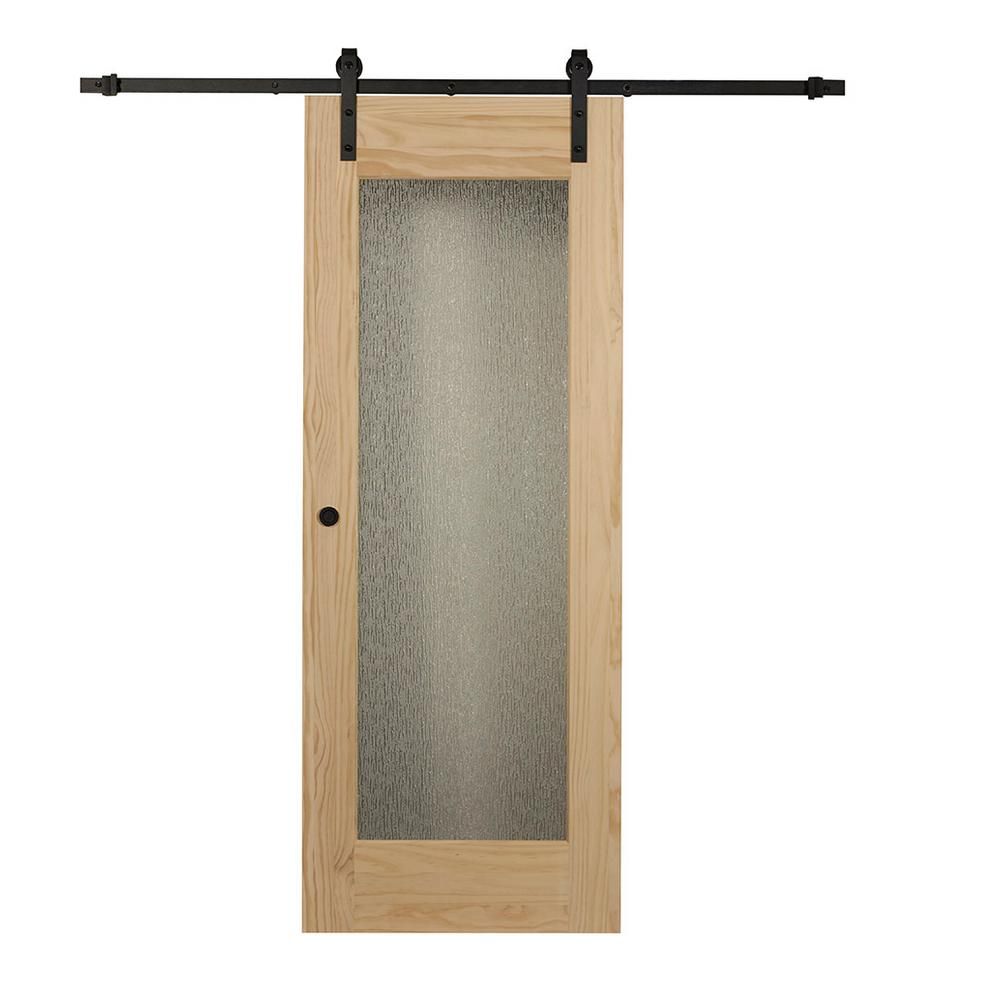 Pinecroft 34 in. x 84 in. Timber Hill Rain Glass and Unfinished Pine ...