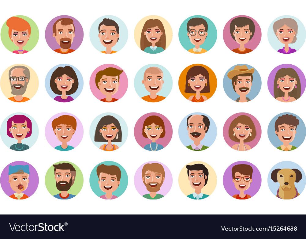 People icons set avatar profile diverse faces vector image on ...