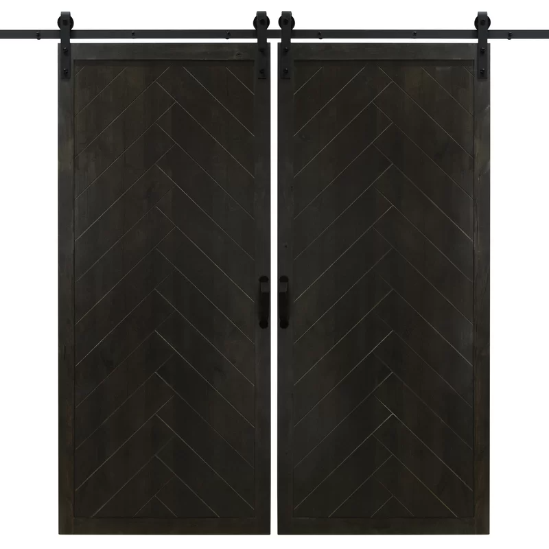 Dogberry Collections Paneled Wood Finish Barn Doors with Installation ...